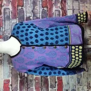 Vintage Icelandic Design Geometric Intarsia Pattern Cardigan Sweater/Jacket
